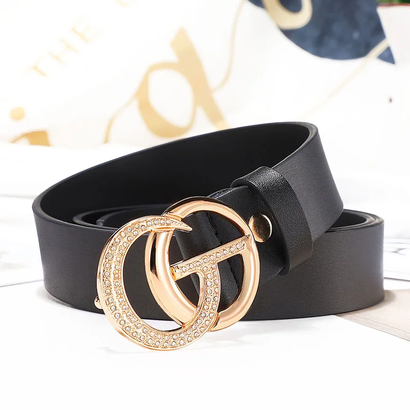 

2021 New Dressing ladies leather professional dress belt new round pin buckle leather wild jeans with narrow fashion students