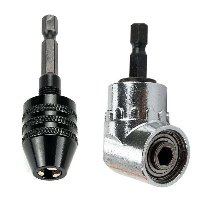 

Right Angle Bit Keyless Drill Chuck 1/4 In Hex Converter Adapter Attachment Part