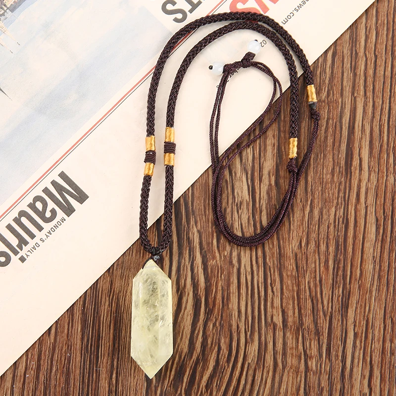 

3-5 см натуральный цитрин шестиугольная Призма кристалл колонна кулон ювелирные изделия ожерелье DIY домашний декор шестиугольные лечебные к...