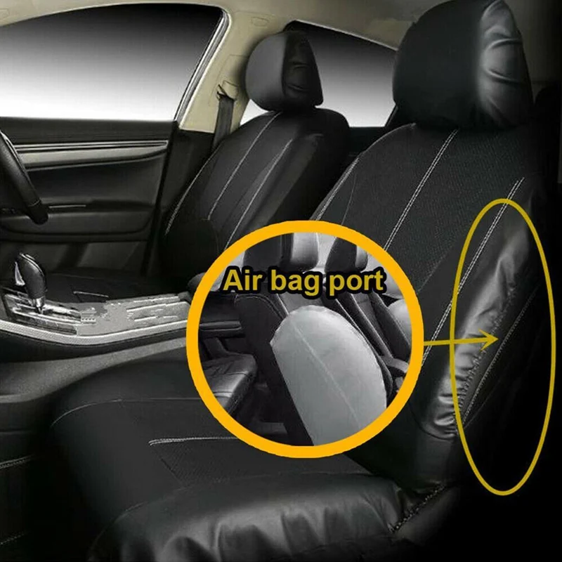 Универсальный кожаный чехол для автомобильного сиденья полный комплект черный