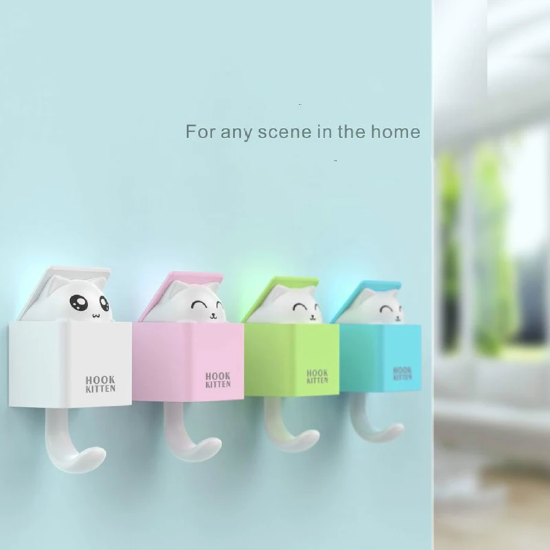 Настенный держатель для ключей с мультяшным животным и котом хранения мелочей