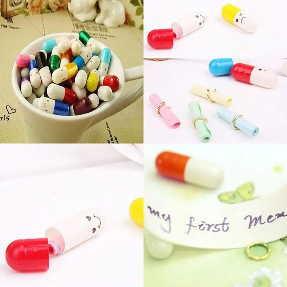 

Fifty Pieces/pack Love Pill Letter Paper Capsule Emoticon Letter Bottle Accessories Bottle Scroll Color Capsule Wishing Dri L9S2
