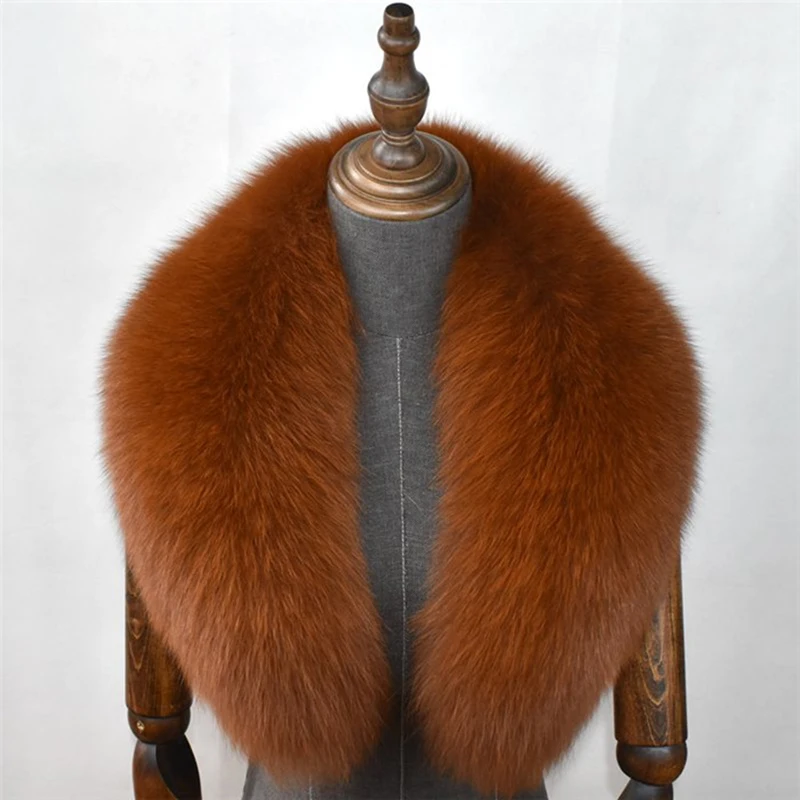 100% Natural Real Fox Fur Collar For Women And Men's Coat Jacket Extra Large Size Neck Warmer Scarf Shawls |