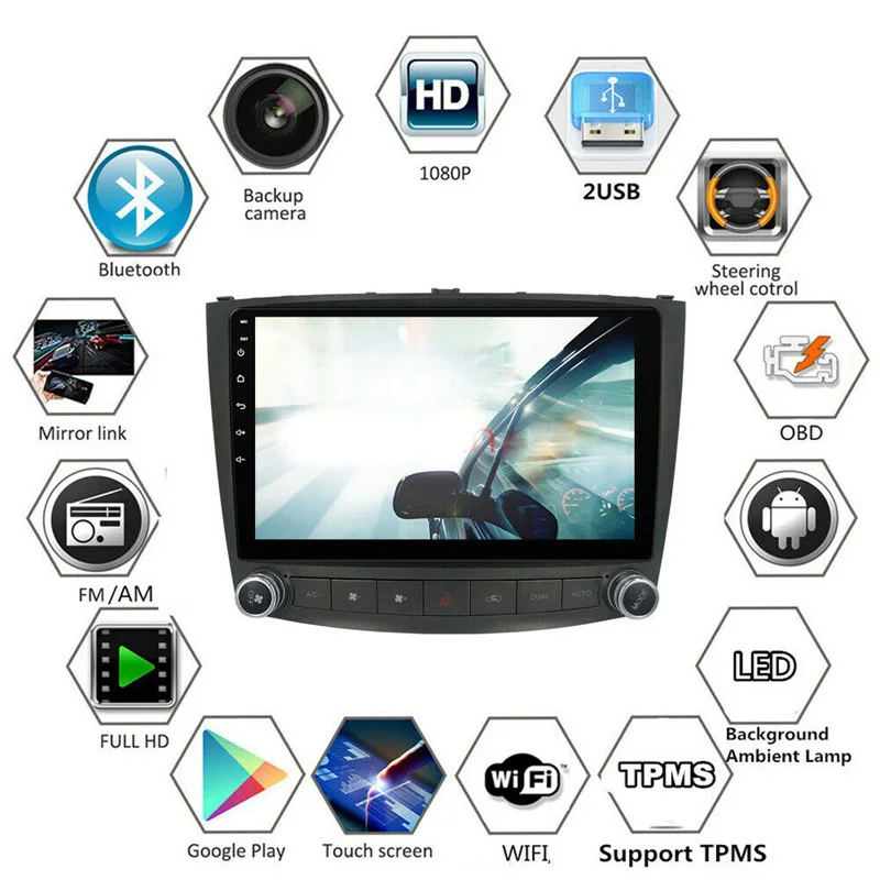 2Din Android 10 1 автомобильный DVD плеер стерео радио GPS навигация WIFI для Lexus IS250 IS350 2005 2010