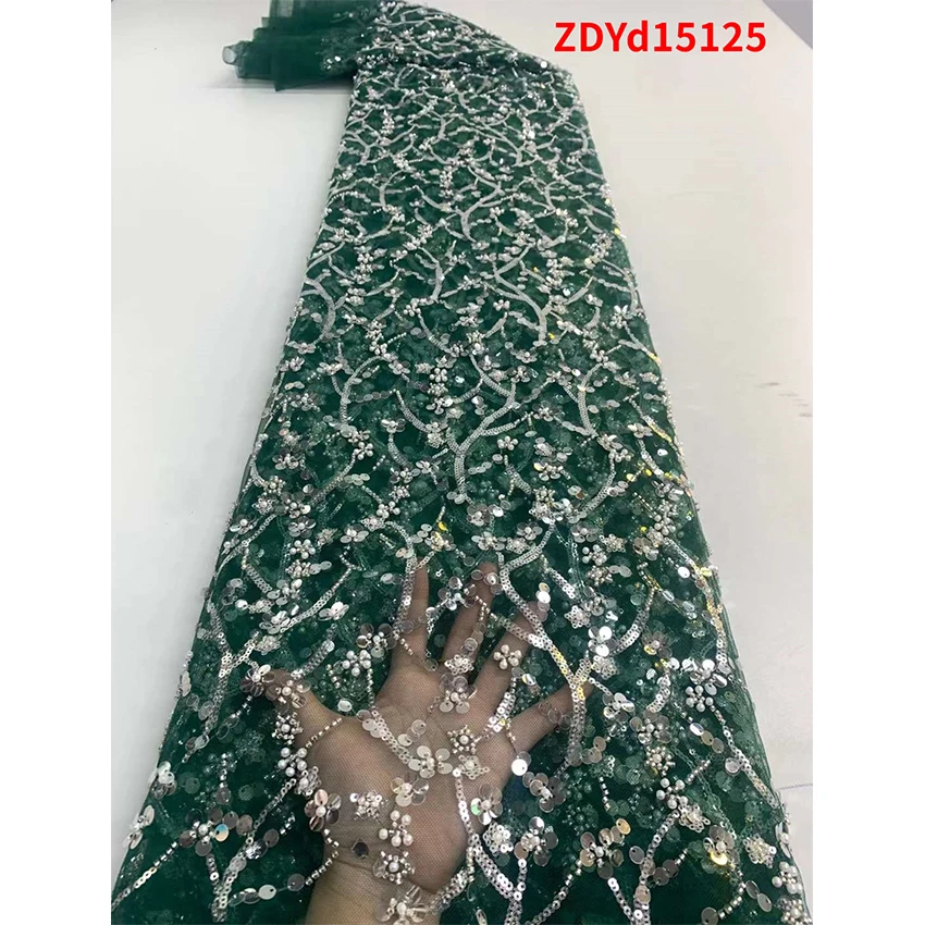 

Distinctive African Beaded Sequins Lace Textiles ​High Quality ​Ankara Tulle Mesh Embroidered Fabric Wedding Dress ZDYD12125