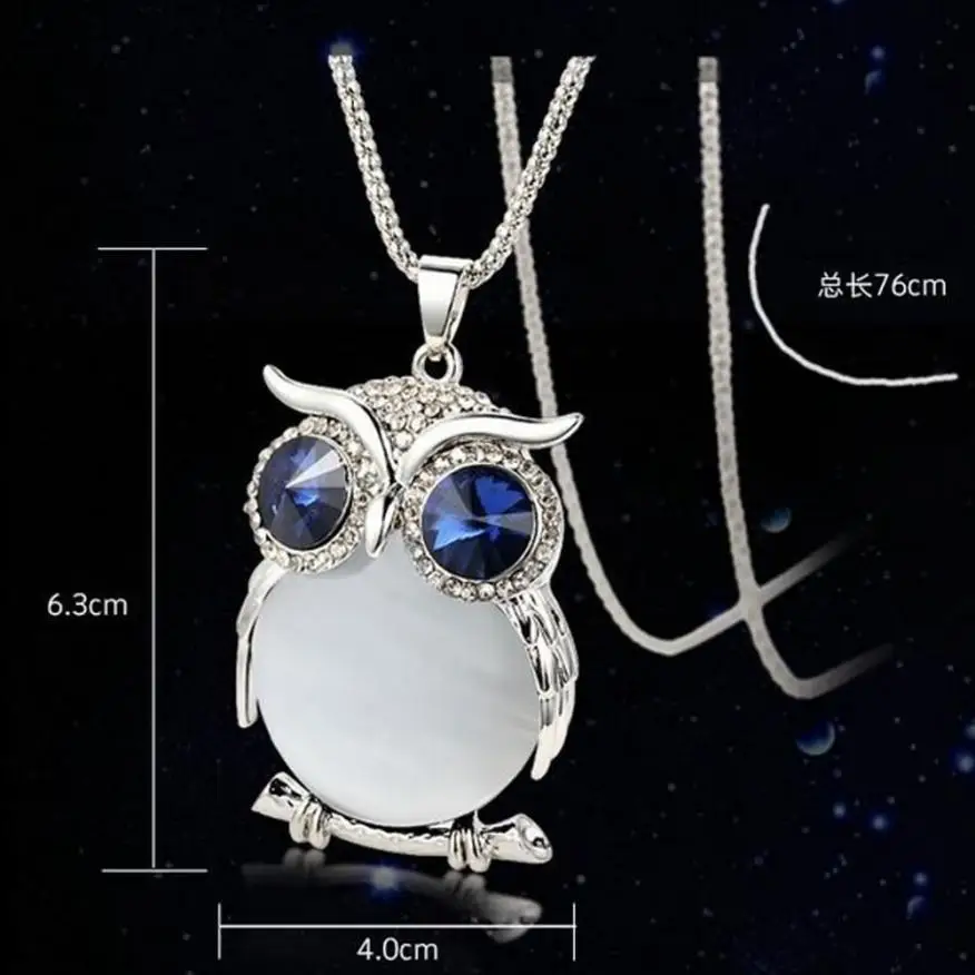 

New Style Charmant Women Necklace Owl Pendant Rhinestone Sweater Chain Long Necklaces Jewelry Ornaments Exquisite Torque Trinket