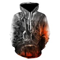 2021 new demon knight skull hunting fashion casual wear heavy metal style hooded 3d printing mens and womens childrens sweate