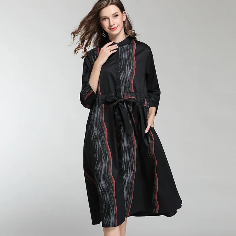 LANMREM 2020 новинка модное индивидуальное с принтом в полоску со стоячим воротником