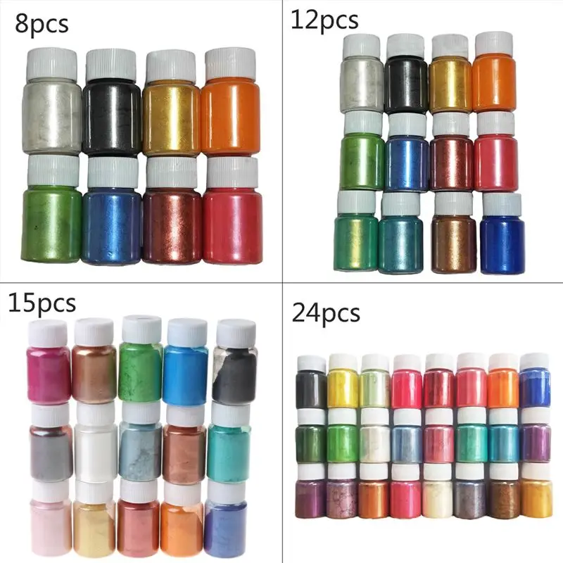 

24 Pcs DIY Handmade Pearlescent Mica Powder Epoxy Resin Dye Pearl Pigment Resin Glue Pigments Material Crystal Mold Soap Making