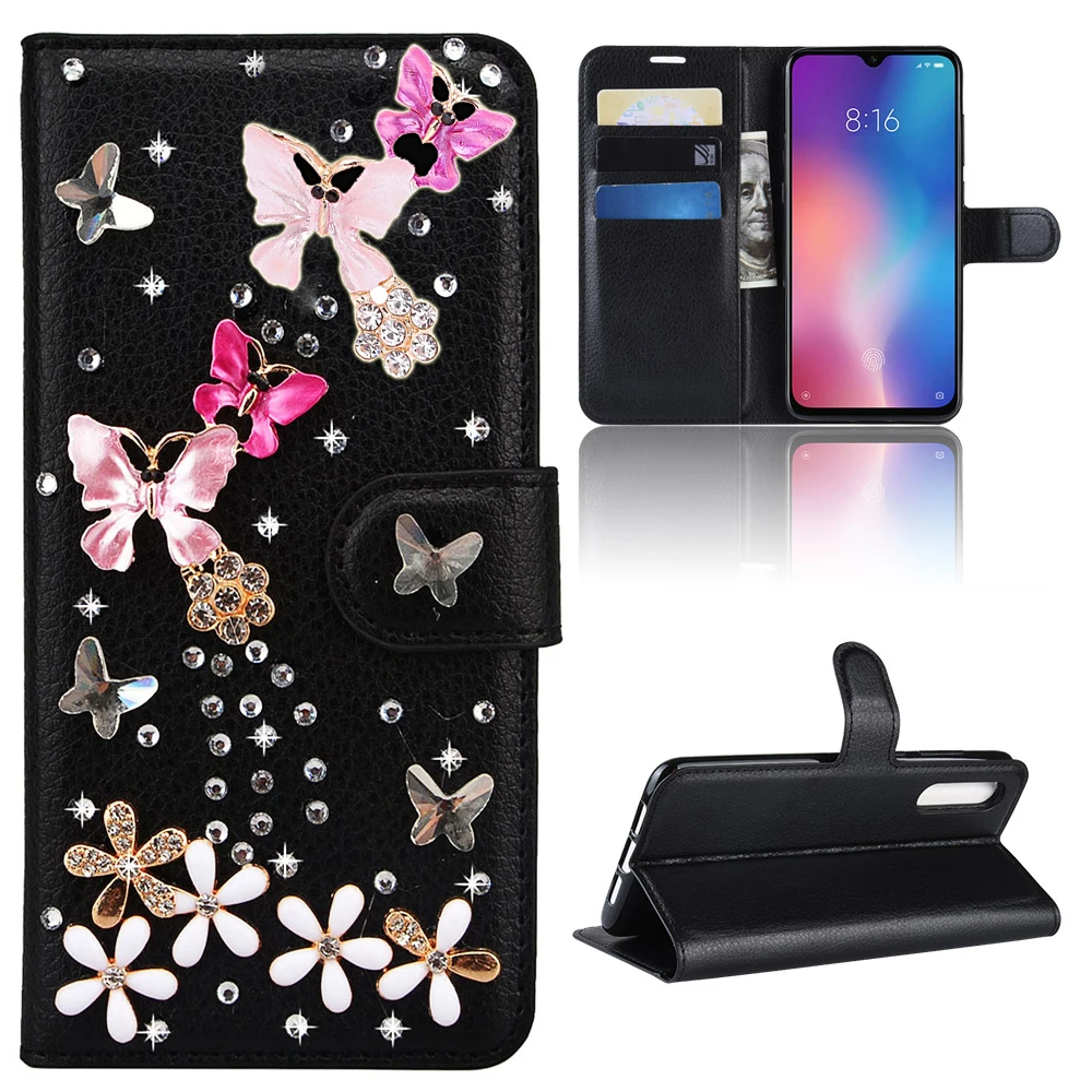 

Black Diamond Leather Case For Samsung Galaxy Note A51 A71 A50 A70 A10 A20 A30 10 Pro 8 9 S20 S10 S9 S8 Plus Wallet Card Cover