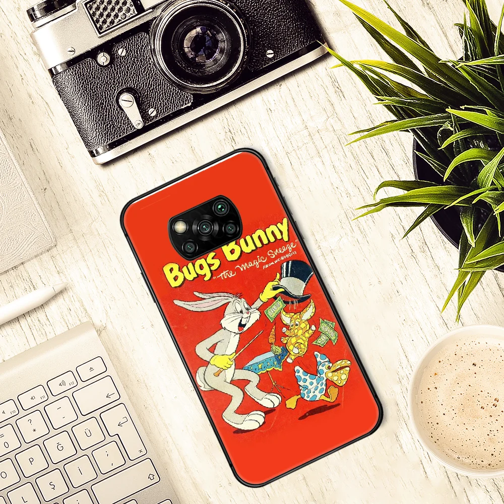 

Cartoon Cute Bugs Bunny Phone case Cover Hull For Xiaomi Mi A2 A3 8 9 9T Note 10 Se Lite Pro black Hoesjes 3D Shell Trend Coque