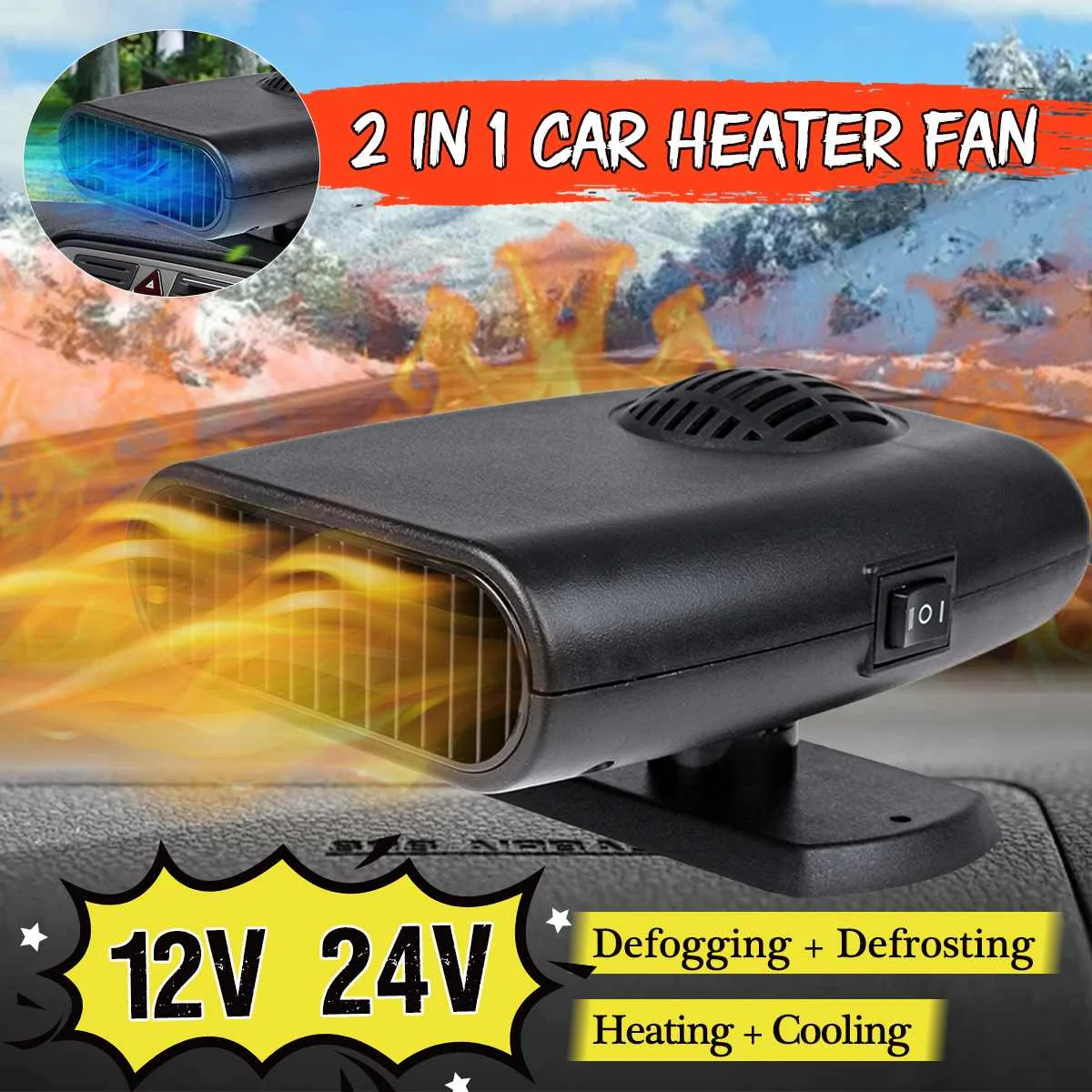

Portable 800W 12V Car Heater Heating Fan Electric Dryer Windshield Defogging Demister Defroster 360° Rotaing Electric Heater