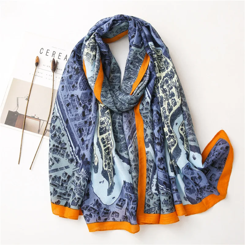 

2021 Women Bandana Floral Print Sunscreen Silk Scarf Winter 180X90CM Cotton And Hemp Shawls And Wraps Female Neckerchief Scarves