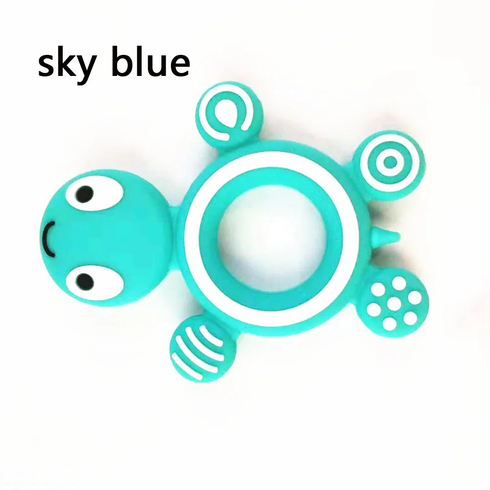 sky blue Детские Прорезыватели, уход за зубами, черепаха, пищевая черепаха, силиконовая крошечная палочка, детские товары, подарок для медсестры, Прорезыватель для зубов - Цвет: sky blue