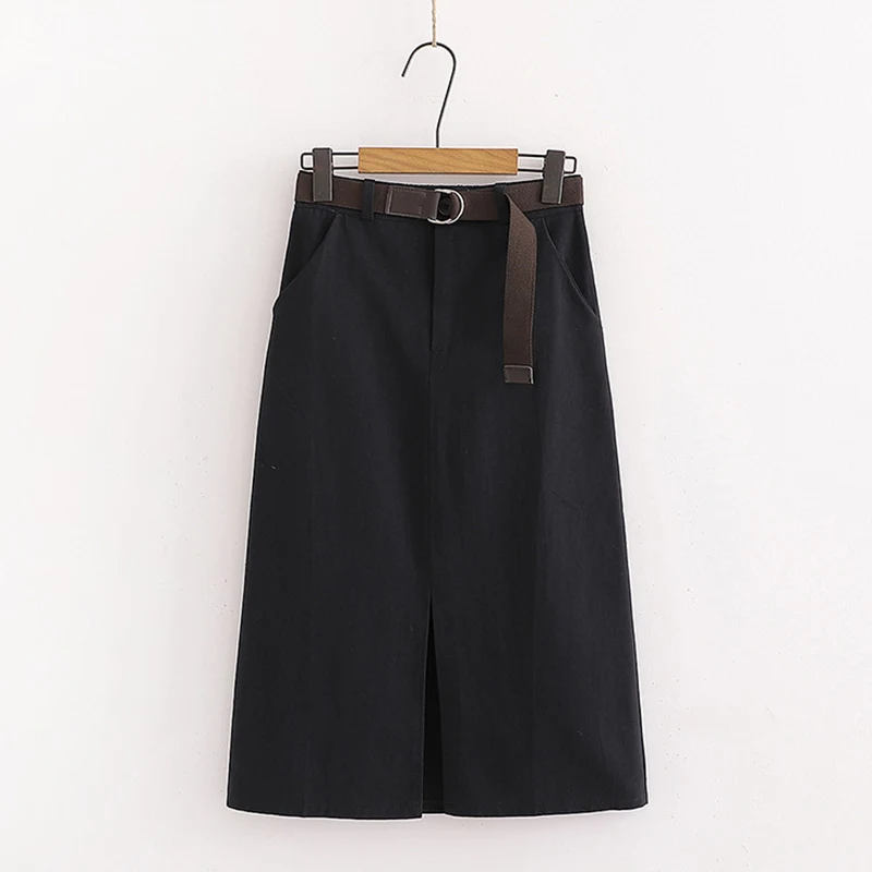 женская юбка миди с разрезами на поясе SURMIITRO школьная черного и красного цветов