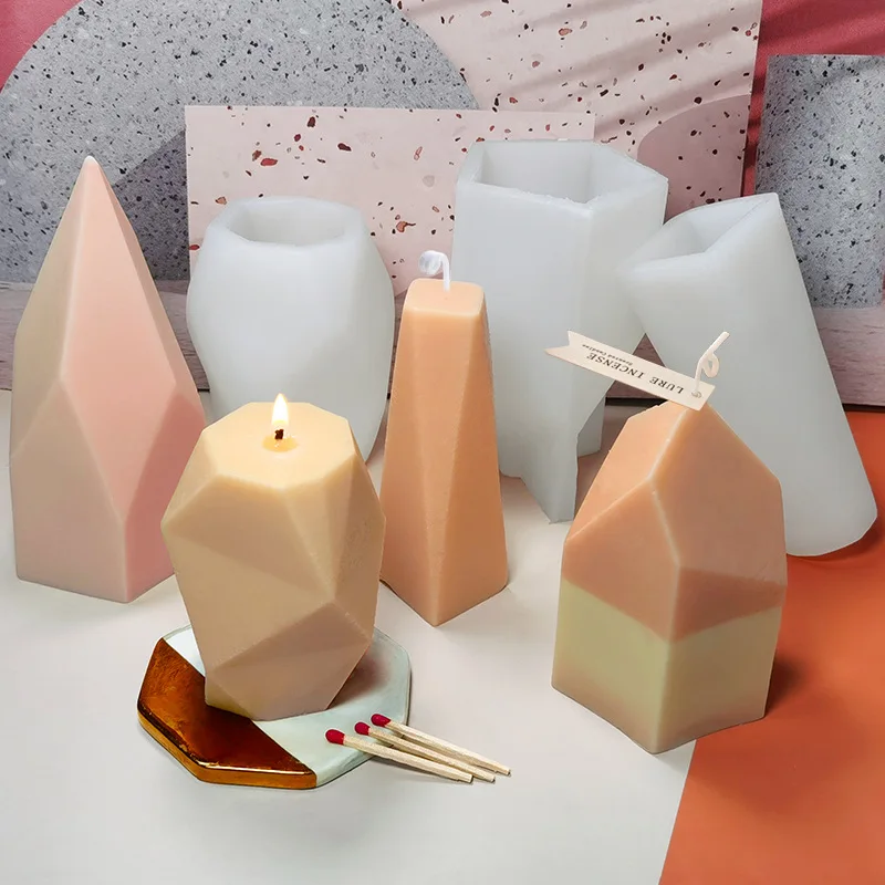 

Geometric Stone Aromatherapy Candle Silicone Mold DIY Soap Plaster Car