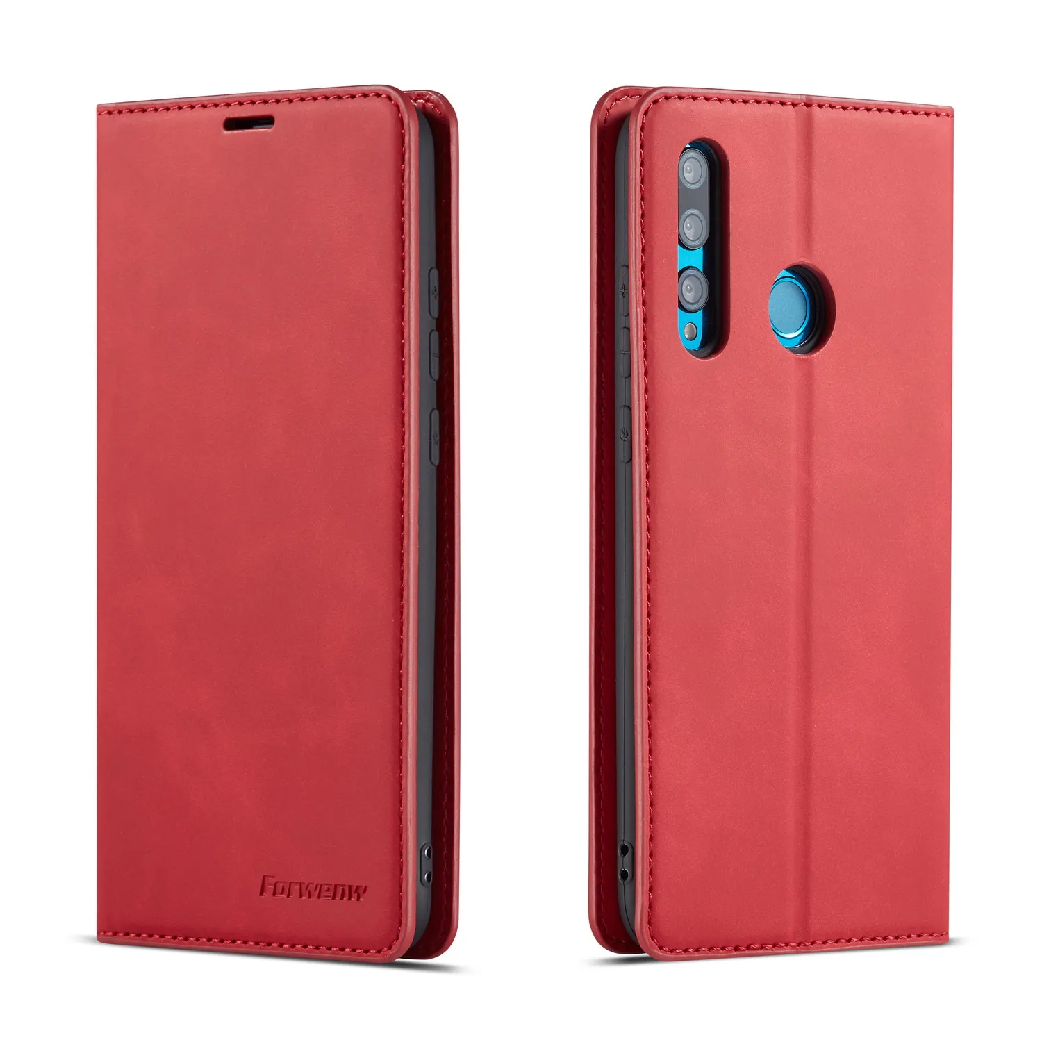 Huawei P Smart+ кожаный чехол-книжка Huewai P Smart POT LX1 LX1AF LX2J LX1RUA LX3 Роскошный чехол-книжка 6,21 дюймов чехол для телефона - Цвет: red