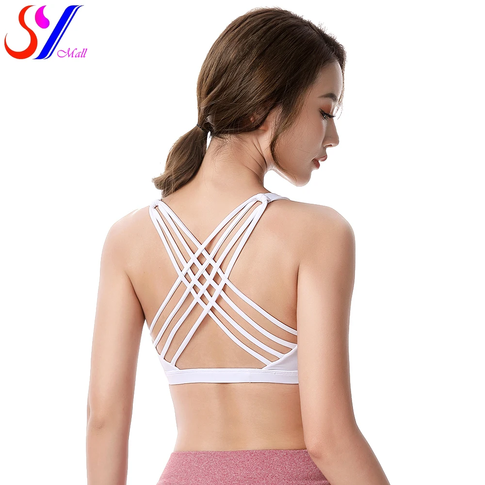 

Женский спортивный бюстгальтер с чашками пуш-ап и вставками