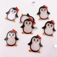 glitter kawaii colorful cute penguin sister flatback acrylic sheet miniature pattern applique diy decor embellishments craft