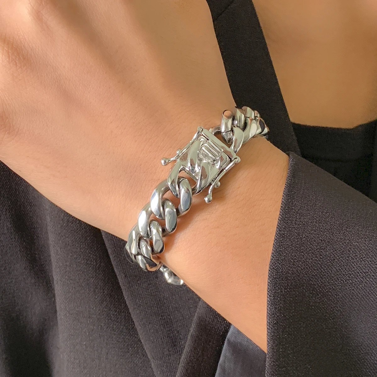 

Punk Chunky Stainless Steel Chain Bracelets Men/Women Hip Hop Thick Link Chain Hand Jewelry 2022 Gild/Silver Color Bracelet Gift