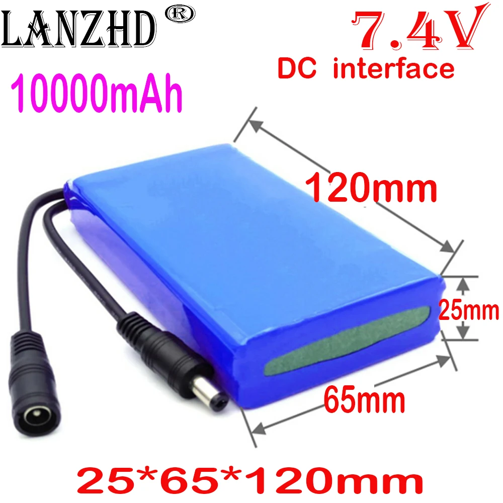 

1-6PCS 7.4V Polymer Battery Li ion Lithium DC 5.5 Or DC2.1 10000mah batteries For Sound night fishing lamp Notebook lamp