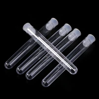 50pcspack 12x100mm transparent laboratory clear plastic test tubes vials with push school lab supplies