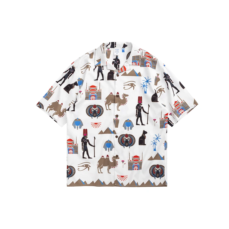 Гавайская рубашка мужская с цветочным принтом модная уличная одежда кроя Regular Fit