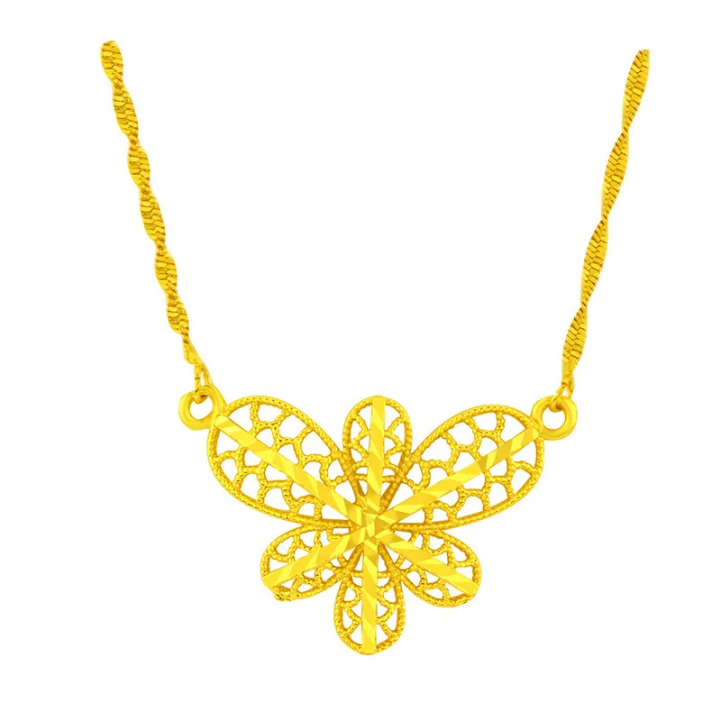 

Exquisite Women's Wedding Anniversary 14K Gold Necklace with Flower Pendant Clavicle Chain Necklace for Christmas Gifts Female