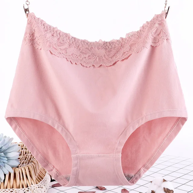Кружево талии большой размер 2XL/3XL/4XL/5XL/6XL Мода хлопок нижнее белье женские трусики леди Мумия брюки Бесшовные хлопок