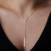 simple metal circle short necklace for women leaf straight line cross gold silver color thin chain choker fashion girl gift