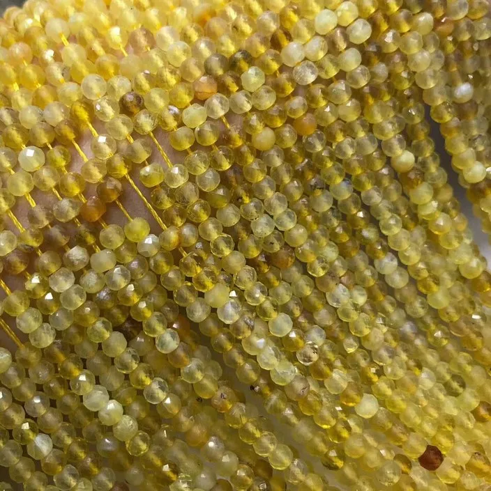 

Natural yellow opal 2*3mm faceted rondelle seed beads wheel charm For Jewelry Making DIY Bracelet necklace