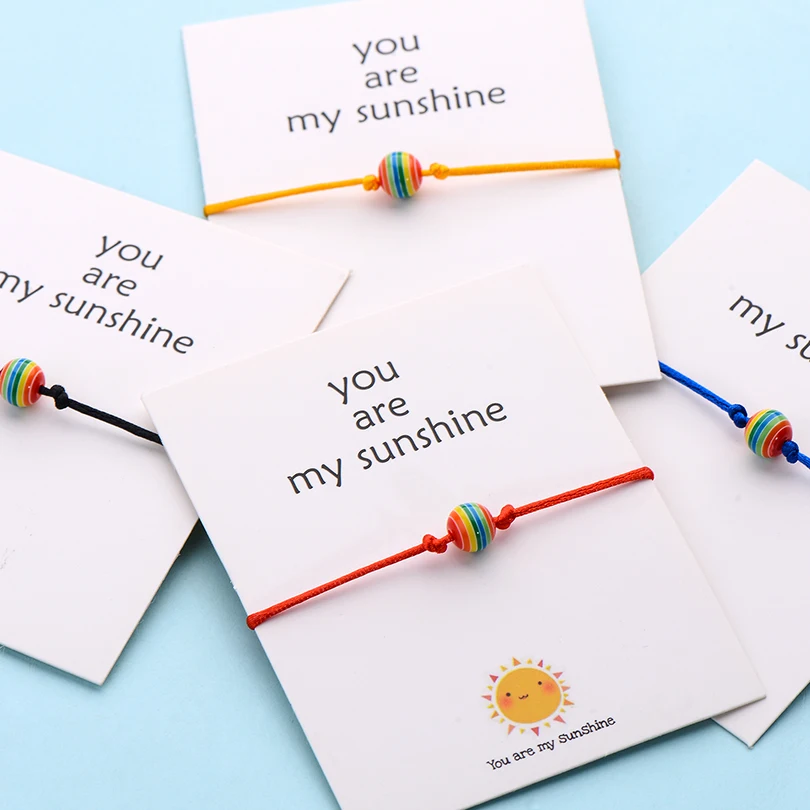 IYOE Wish Card You Are My Sunshine радужные бусины Шарм-браслеты для женщин и мужчин пара