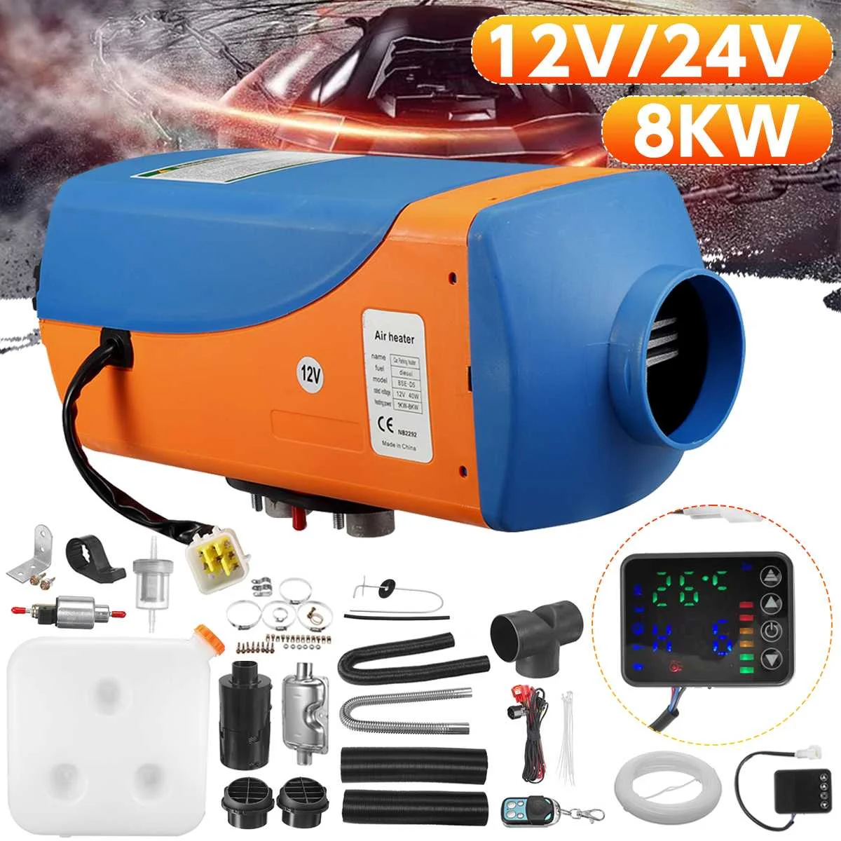 

12/24V 8KW Car Diesel Air Heater Parking Heater Pre-heating for Car with New LCD Display Remote Control Switch Autonomous Heater