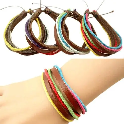 Браслеты для женщин и мужчин винтажный этнический многослойный многоцветный