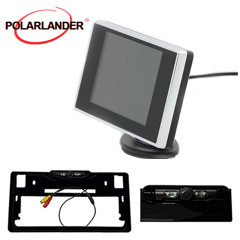 Монитор заднего вида Assist Backup Reverse Monitor с камерой и LED-подсветкой, японским номерным знаком, 3,5-дюймовым TFT LCD-экраном, автомобильным ТВ.