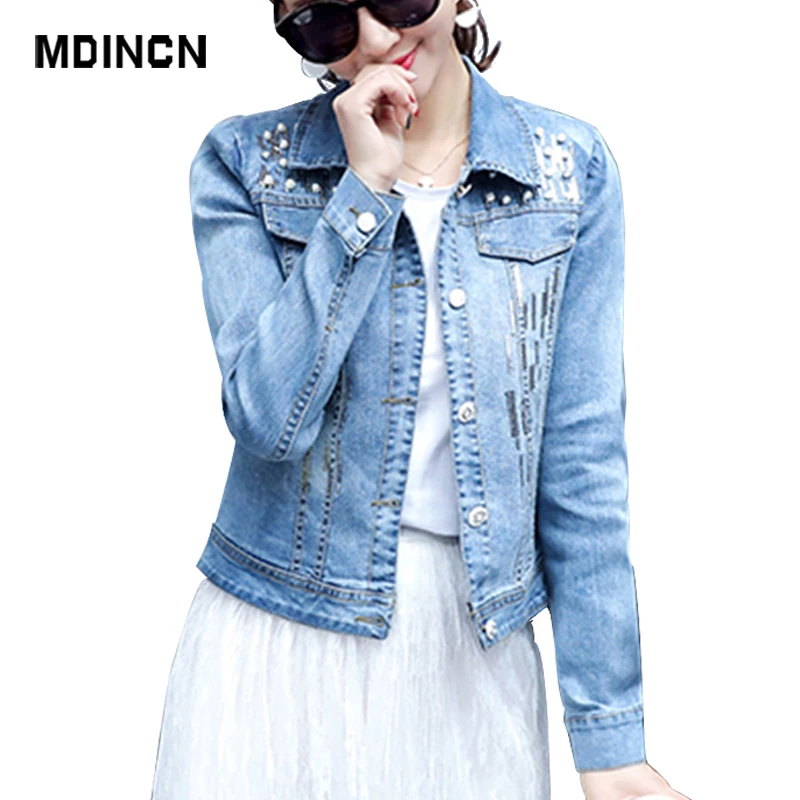 MDINCN джинсовая куртка с длинным рукавом свободная хлопковая верхняя одежда