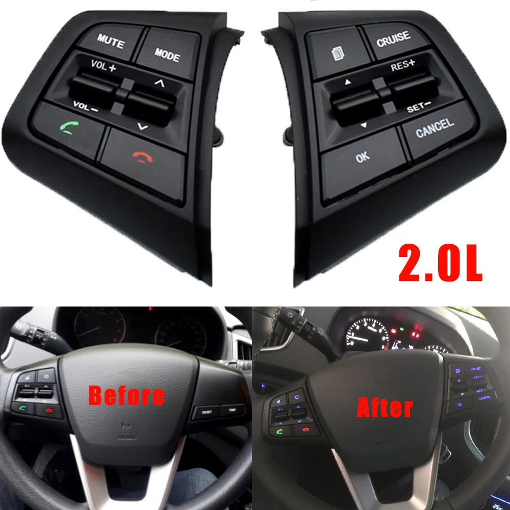 

Steering Wheel Cruise Control Button Switch For Hyundai Creta Ix25 1.6L 2.0L Remote Control Volume Button Right Side Blue Light