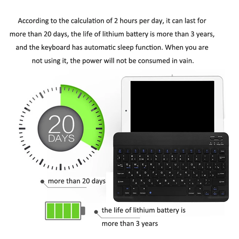 Беспроводная клавиатура русская/английская двухязычная Bluetooth для Windows Android и IOS Os |