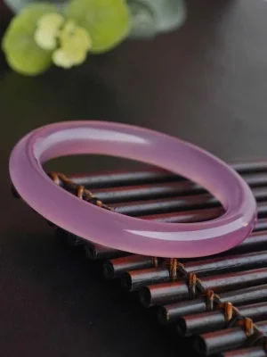 

zheru jewelry natural agate chalcedony purple 54-64mm round bar bracelet elegant princess jewelry best gift