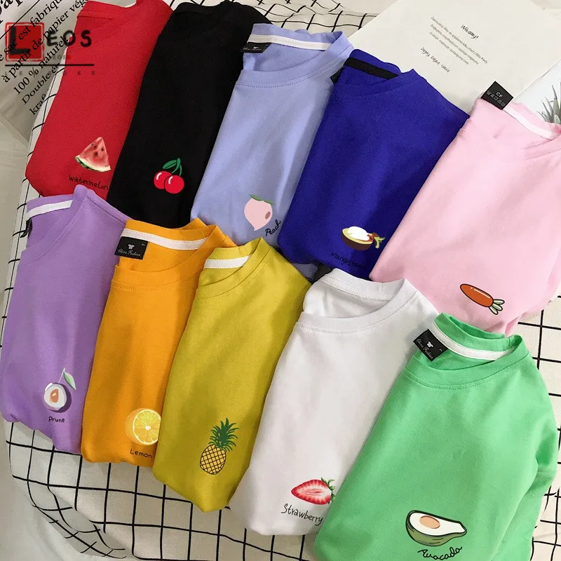 Футболка с принтом фруктов для мужчин и женщин свободная рубашка из чистого