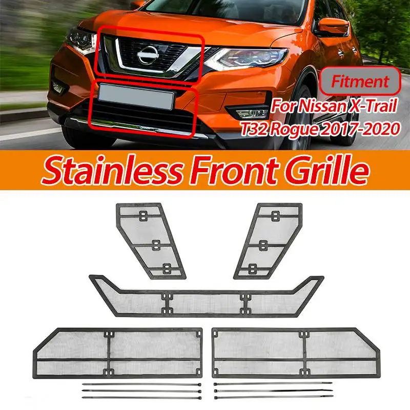 Автомобильная Передняя решетка для Nissan X Trail T32 Rogue 2017 2020 вставная сетка защиты от