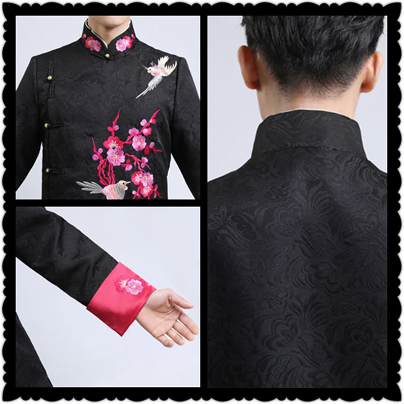Традиционный мужской вышитый Qipao древний стиль Изысканный Мужской жених свадебное платье Классический свадебное платье Ципао для мужчин