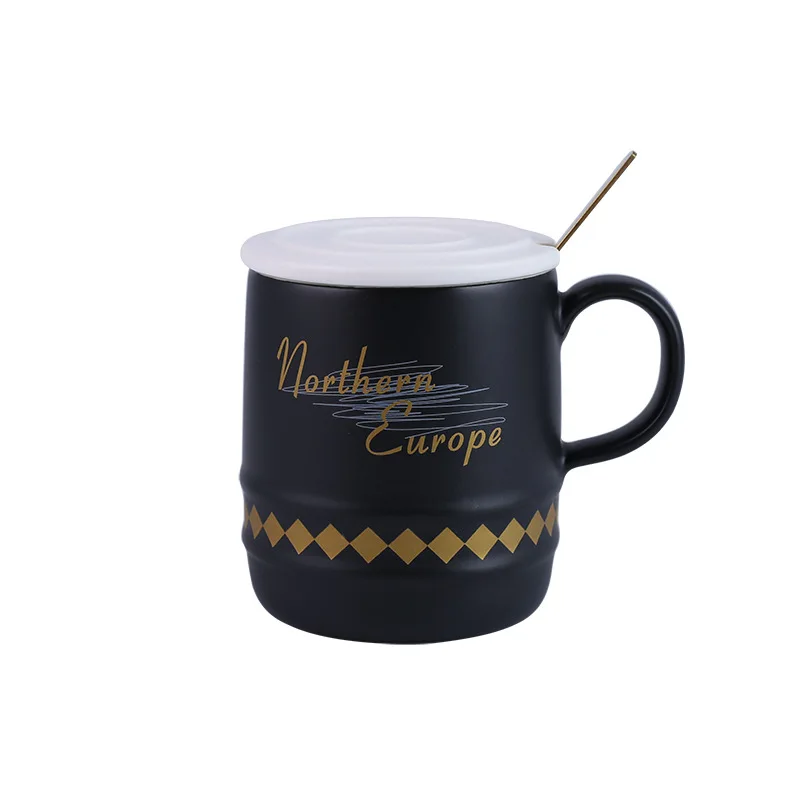 Новый дизайн керамика кружка с крышкой Ложка творческий Кофе стакан молока Чай