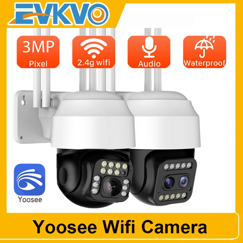 

3MP Dual-lens WiFi PTZ Camera 2MP Outdoor Auto-Tracking CCTV Home Security Camera Wireless Audio IR Night Vision Mini IP Camera