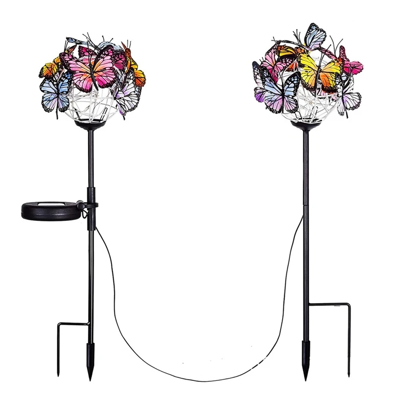 

2Pcs Solar Power Lights,Butterflies Shape Waterproof LED Ball Lights for Outdoor Garden/Yard Decorations