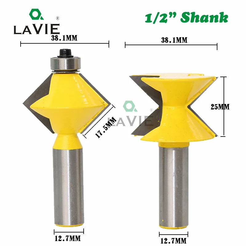 2 шт. 12 мм 1/2 "хвостовик 90 градусов V дизайн тинги канавка Кромкооблицовочный