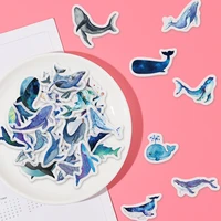 40 pcs cute little blue whale adhensive stickers decorative album diary stick label stationery decor hand account