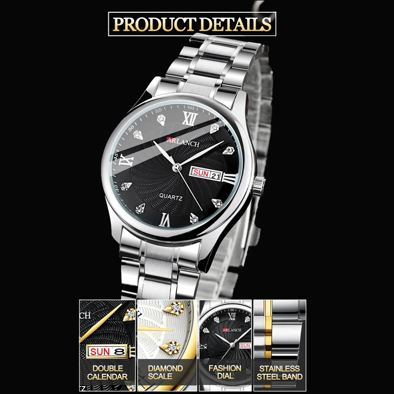 Новые модные мужские часы Топ Роскошные брендовые с ремешком из нержавеющей