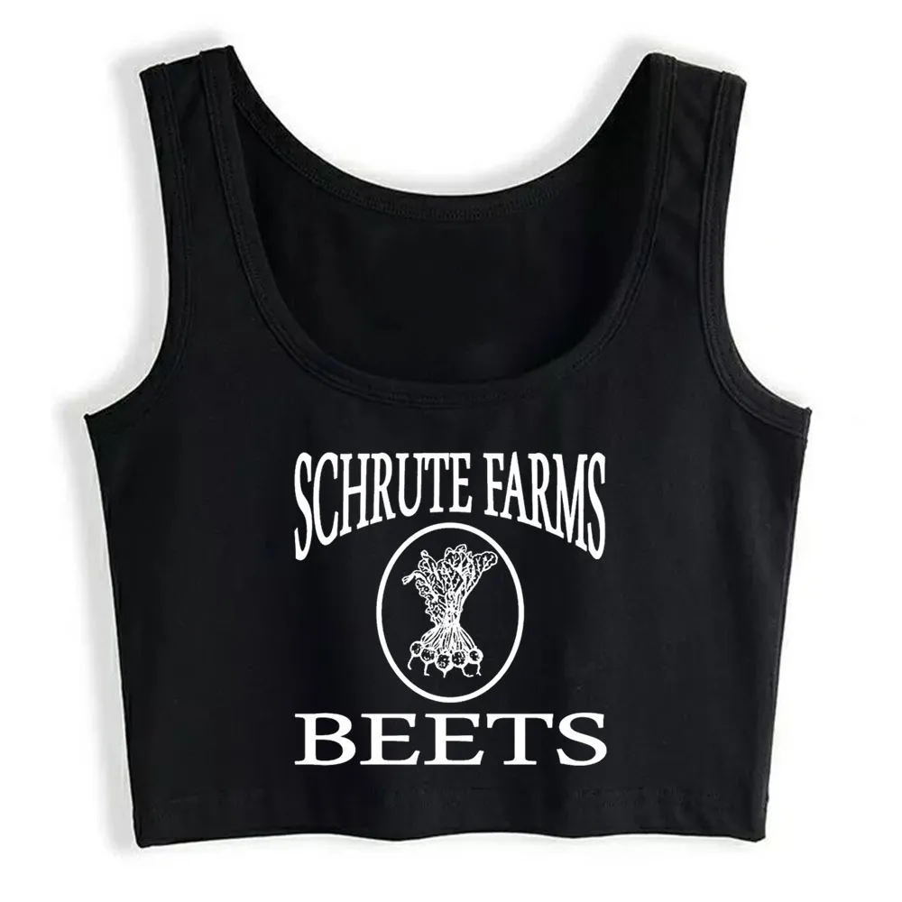 

Crop Top Female SCHRUTE FARMS BEETs THE OFFICE DWIGHT FARMS cow Humor Vintage Print Tops Women