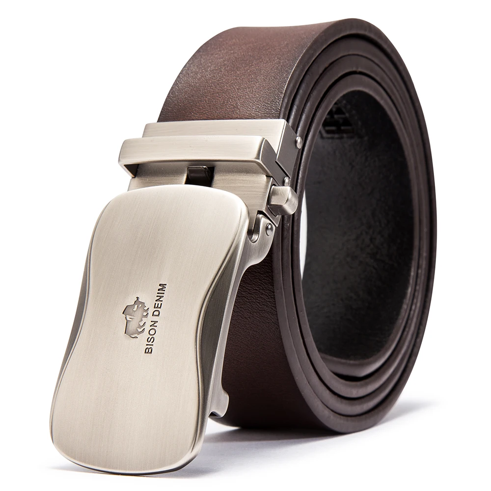 N71345-Coffee BISON DENIM Роскошный кожаный ремень для мужчин, автоматическая пряжка, ремень из натуральной кожи, фирменный пояс, Воловья кожа, ремни для мужчин N71345 - Цвет: N71345-Coffee